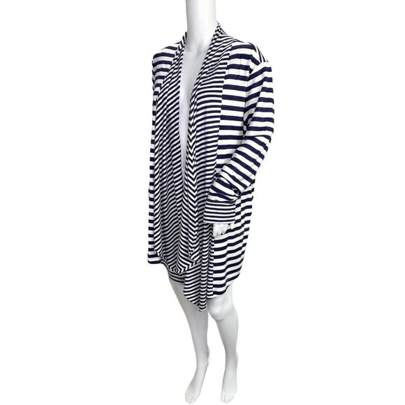 Chico's Zenergy Blue Striped Open Cardigan Sweater Size 2 Large - Picture 4 of 10